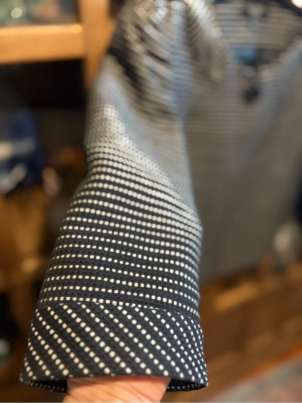 Talbots Black & White Dot Crop One Button Open Jacket Size 4 P